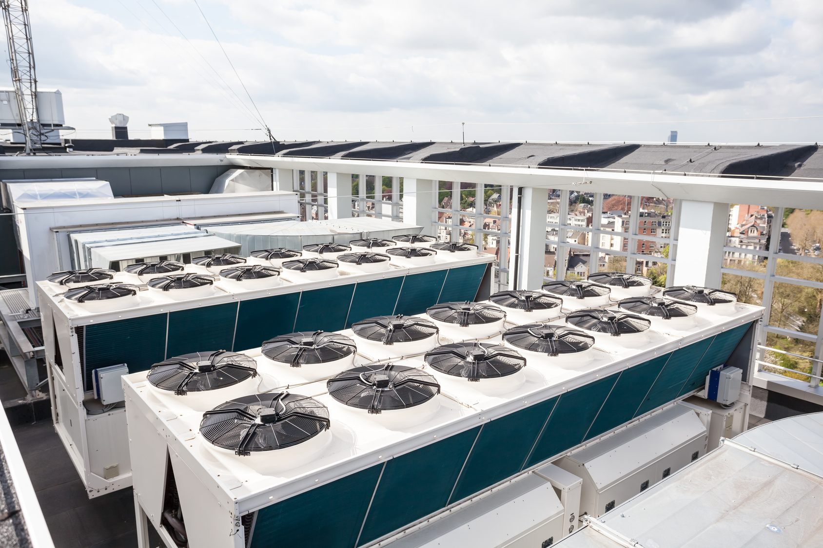 on an flat roof there cooling air conditioning cooling air conditioning